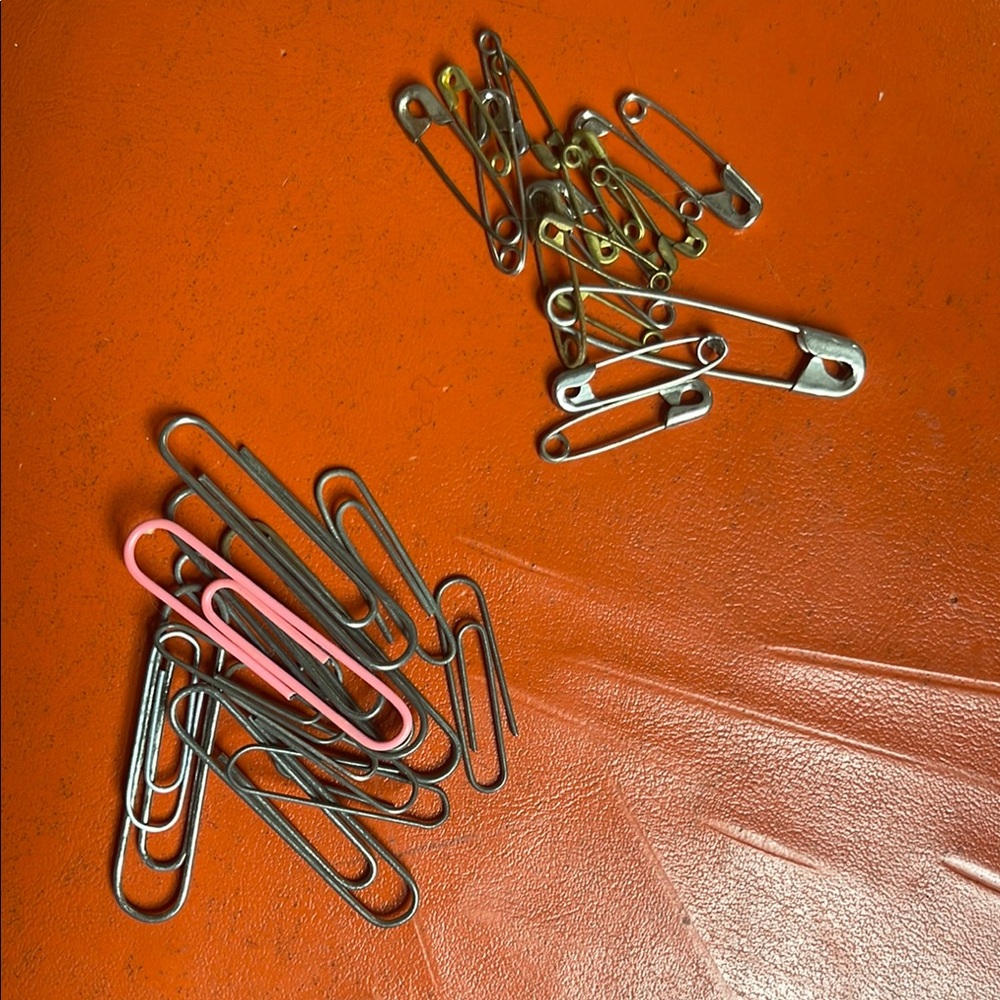 Assorted Paper Clips and Safety Pins